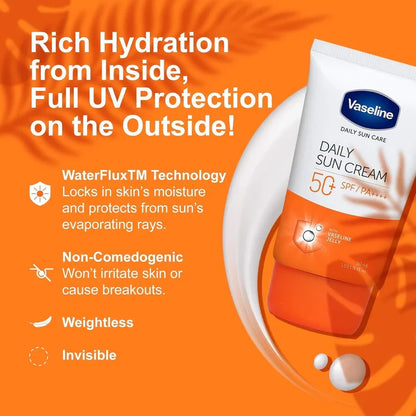 Vaseline Daily Sun Care SPF 50+ Daily Sun Cream, With Vaseline Jelly, 50ml